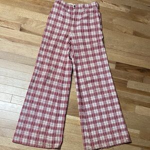 Vintage Him knits made in Canada Red and White Plaid Wide-Leg Pants
